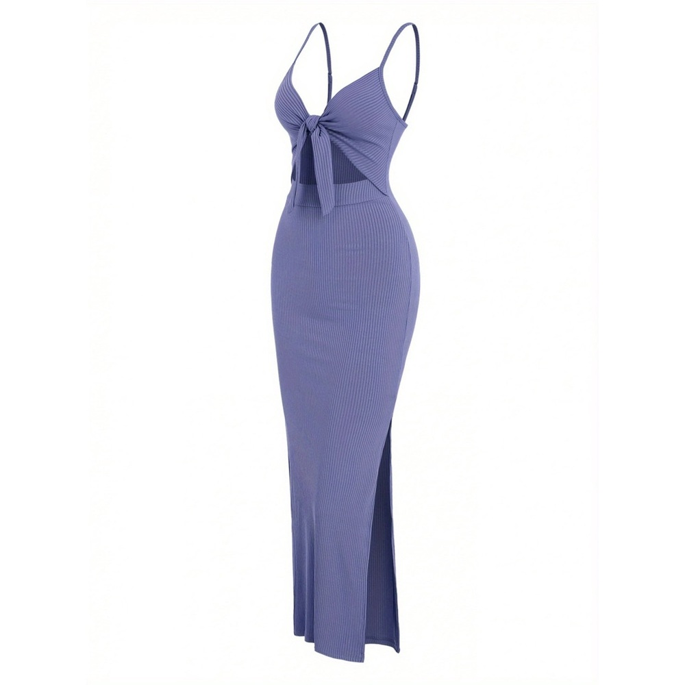 NWOT Vibrant Knot Front Cut Out Maxi Dress - Picture 4 of 7